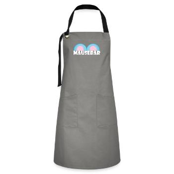 Kosename Mausebär Geschenkidee - Kontrastschürze - Grau/Schwarz - Vorne - Zoe (177cm)