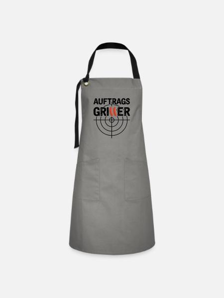 Grillen Auftragsgriller - Kontrastschürze - Grau/Schwarz
