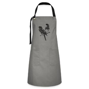 Oiseaux - Tablier contrasté - gris/noir - Devant - Zoe (177cm)