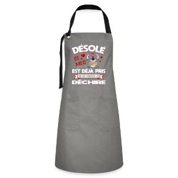 Désolé Saint-Valentin Homme Mari Humour - Tablier contrasté - gris/noir - Devant - Zoe (177cm)