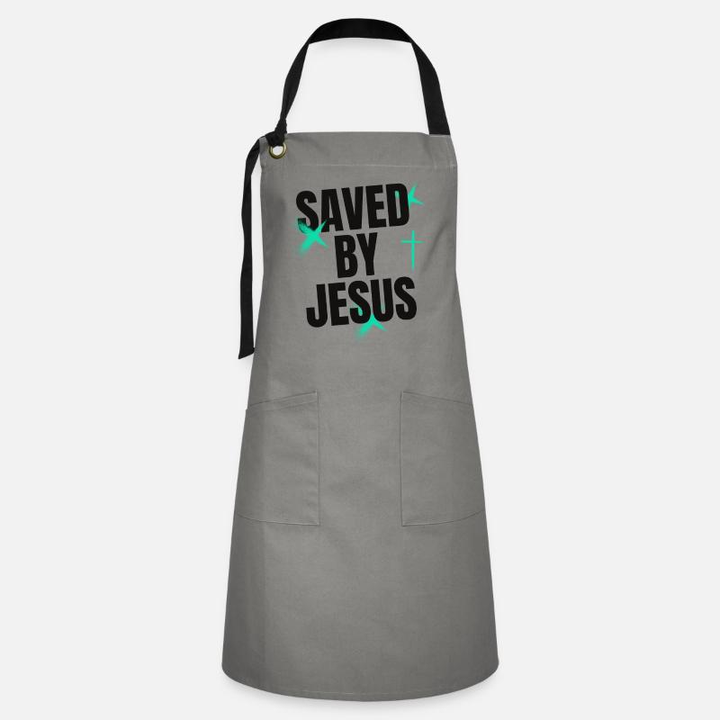 Saved by Jesus - Artisan Apron - grey/black