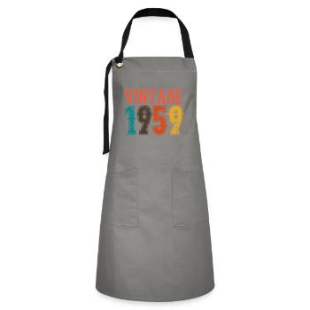 Geburtstag Papa Vintage 1959 - Kontrastschürze - Grau/Schwarz - Vorne - Zoe (177cm)