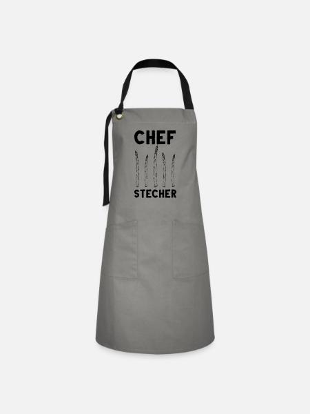 Chefstecher Spargelstecher Spargelernte Bauer - Kontrastschürze - Grau/Schwarz