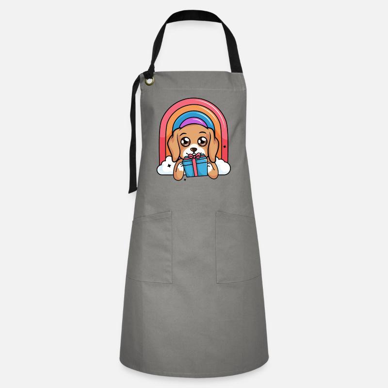 Geschenk - Kontrastschürze - Grau/Schwarz