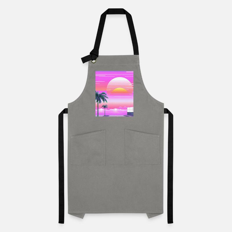 Vaporwave Sun Synthwave Sunset Palms Artisan Apron