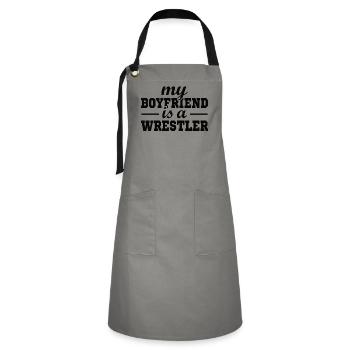 Lutte Lutte Cadeau de lutteur lutteur - Tablier contrasté - gris/noir - Devant - Zoe (177cm)