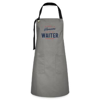 Métier de serveur - Tablier contrasté - gris/noir - Devant - Zoe (177cm)