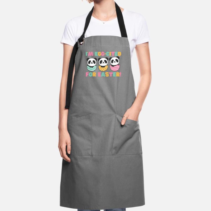 cute pandas for Easter with Easter eggs panda Artisan Apron