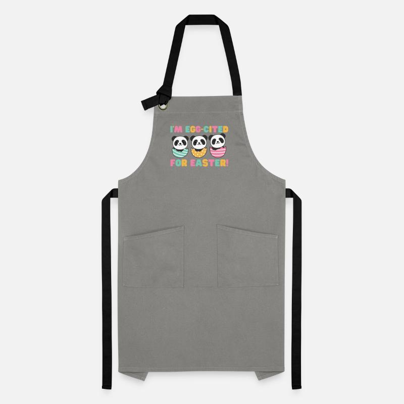 cute pandas for Easter with Easter eggs panda Artisan Apron