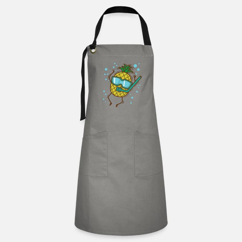 Pineapple Dips Tropical Sweet Fruit - Artisan Apron - grey/black