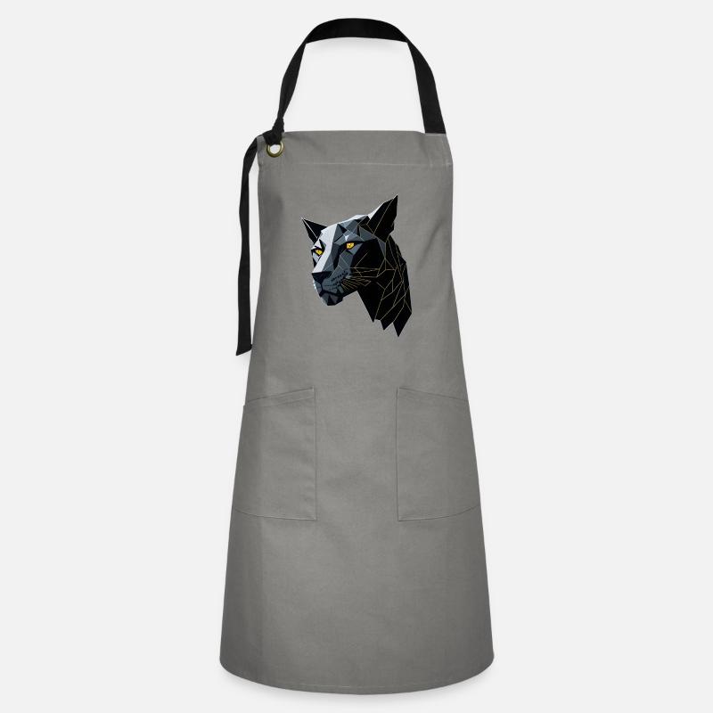 Geometric Panther Head - Artisan Apron - grey/black