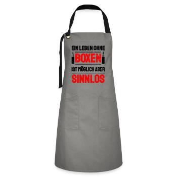 Boxen Boxsport Kampfsport Motto - Kontrastschürze - Grau/Schwarz - Vorne - Zoe (177cm)