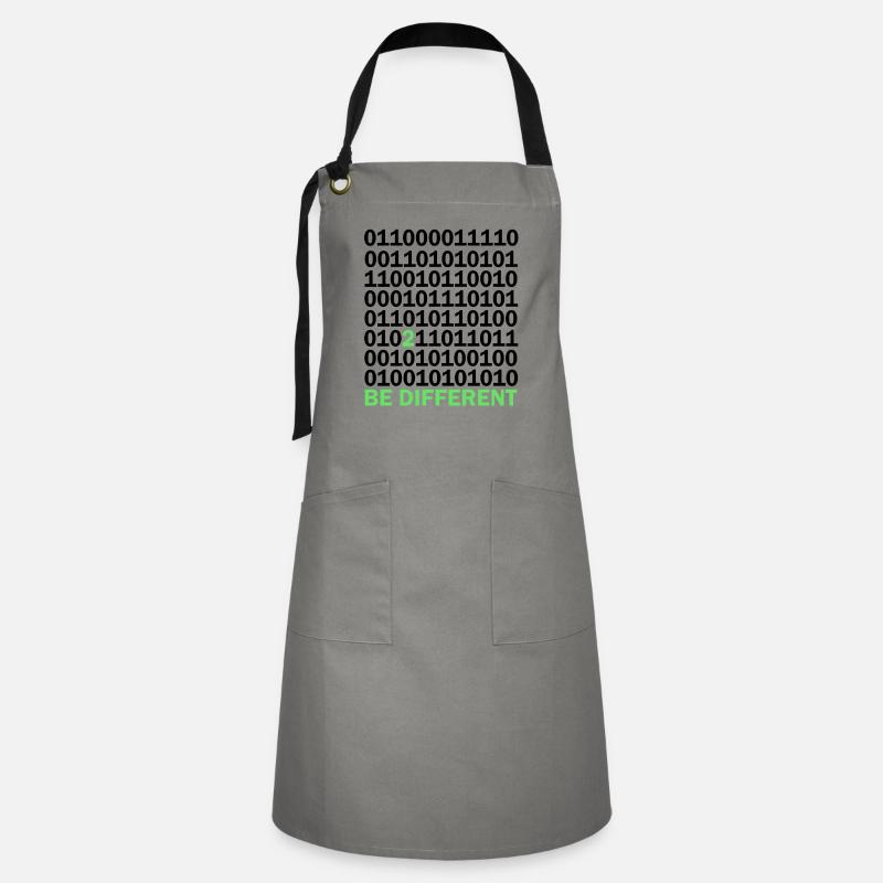 Be Different Binary Code Nerd Gift - Artisan Apron - grey/black