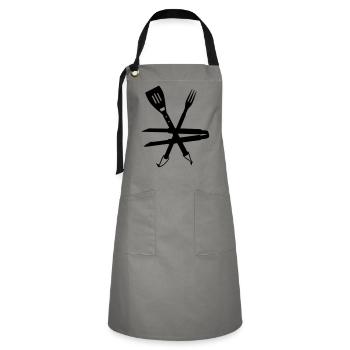 Grillbesteck / BBQ Utensils (1c) - Kontrastschürze - Grau/Schwarz - Vorne - Zoe (177cm)