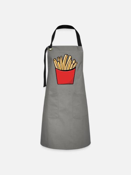Pommes - Kontrastschürze - Grau/Schwarz