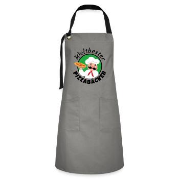 Weltbester Pizzabäcker - Kontrastschürze - Grau/Schwarz - Vorne - Zoe (177cm)