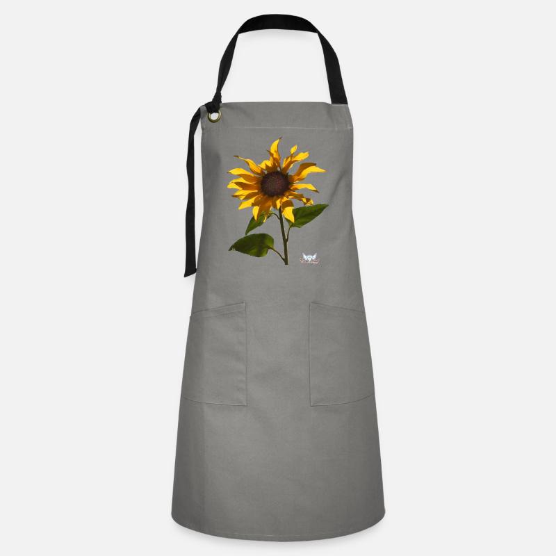 Tournesol fleuri - TShirtAngel.de - Tablier contrasté - gris/noir