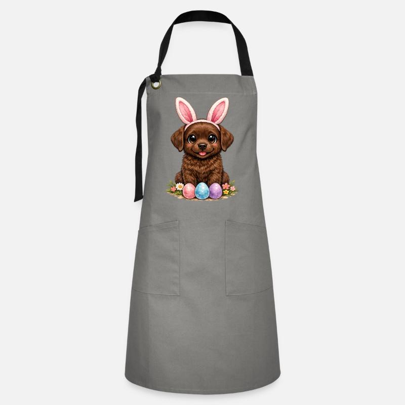 Brown Labrador Retriever Chocolate Labbi Easter - Artisan Apron - grey/black