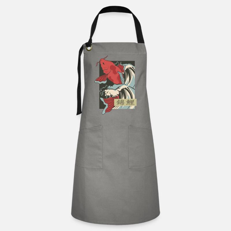 Vintage Koi vagues - Tablier contrasté - gris/noir
