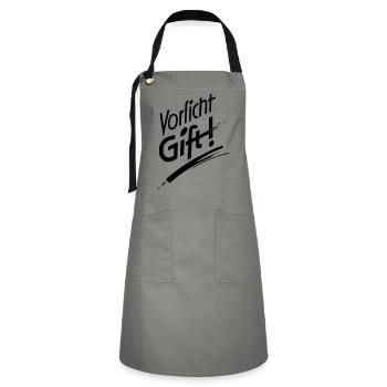 Vorsicht Gift - Kontrastschürze - Grau/Schwarz - Vorne - Zoe (177cm)