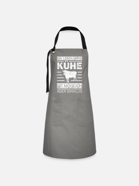 Kuh Kühe - Kontrastschürze - Grau/Schwarz