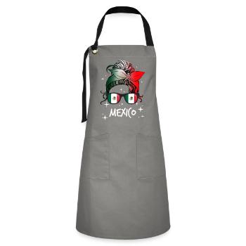 Mexiko - Kontrastschürze - Grau/Schwarz - Vorne - Zoe (177cm)