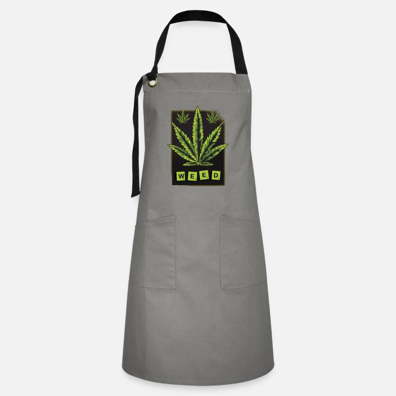 Weed cannabis leaf - Artisan Apron - grey/black