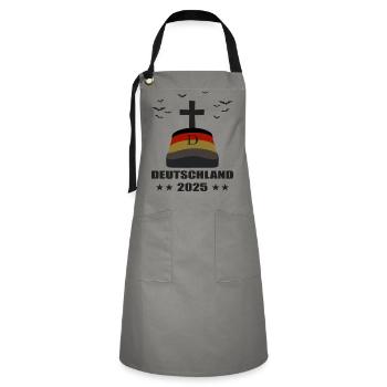 Deutschland Grab 2025 - Kontrastschürze - Grau/Schwarz - Vorne - Zoe (177cm)
