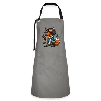 Foxy Beats - Kontrastschürze - Grau/Schwarz - Vorne - Zoe (177cm)