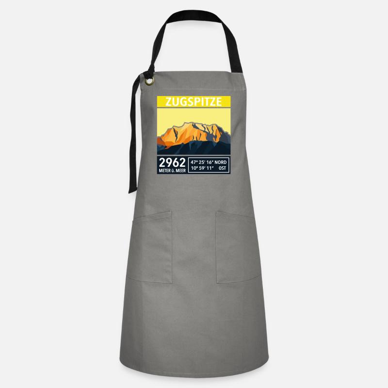 Zugspitze Garmisch Bavaria Vintage Low Poly Summit - Artisan Apron - grey/black