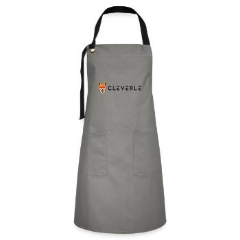 Geometrie Fuchs, Fuchskopf Design Cleverle Clevere - Kontrastschürze - Grau/Schwarz - Vorne - Zoe (177cm)