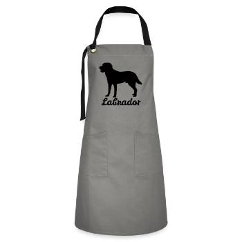 Labrador Retriever - Hund Geschenk Labbi - Kontrastschürze - Grau/Schwarz - Vorne - Zoe (177cm)