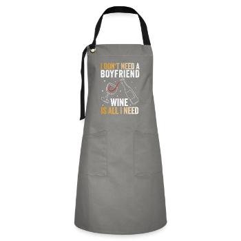 Wine: My True Love - Artisan Apron - grey/black - Front - Zoe (177cm)