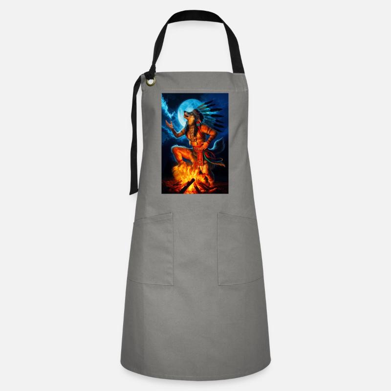 Humanoid Shaman Wolf - Artisan Apron - grey/black