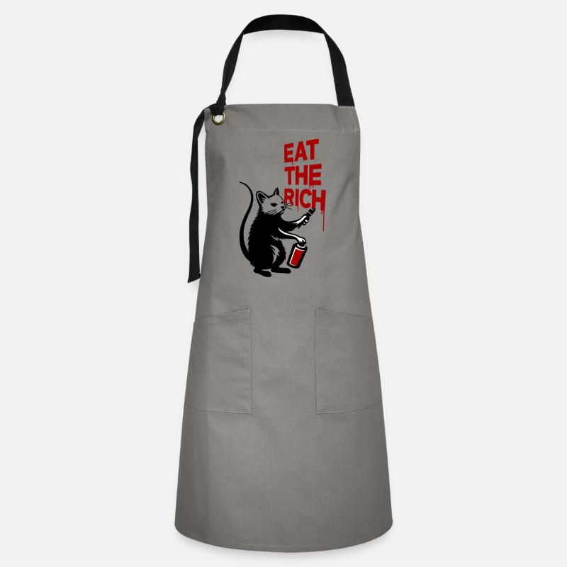 Protest Cat Graffiti Print - Kontrastforklæde - grå/sort