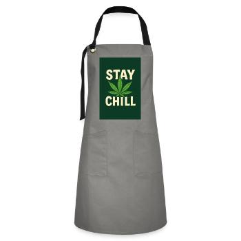 Stay Chill Feuille de Cannabis - Tablier contrasté - gris/noir - Devant - Zoe (177cm)