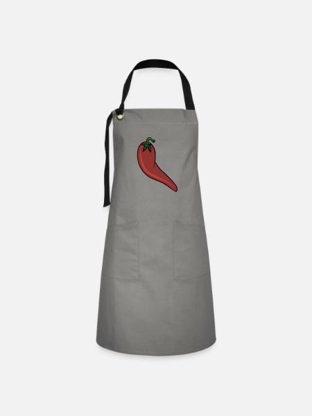 Chilischote - Kontrastschürze - Grau/Schwarz