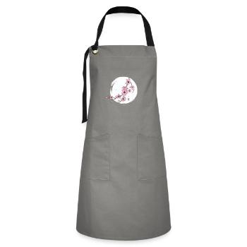 Cherry blossom moon - Artisan Apron - grey/black - Front - Zoe (177cm)