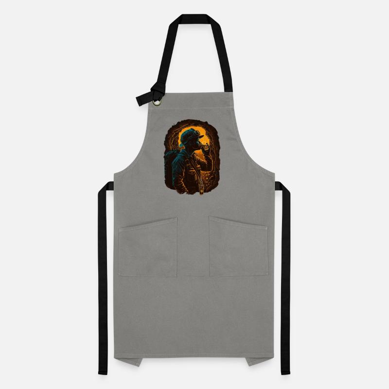 Mining buddy drinks his beer underground Artisan Apron