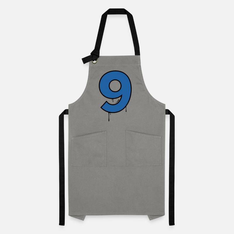 Graffiti Digit Nine Blue Drop Artisan Apron