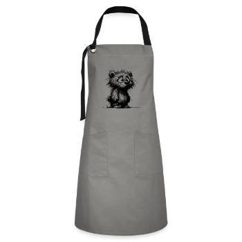 Dirty Fuzzy Bear Kids Drawing - Artisan Apron - grey/black - Front - Zoe (177cm)
