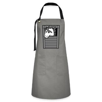 Horse Stable Pony Horse Peeps Cute - Artisan Apron - grey/black - Front - Zoe (177cm)