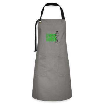 Südharz Merch - Froschhausen Wasserthaleben (grün) - Kontrastschürze - Grau/Schwarz - Vorne - Zoe (177cm)