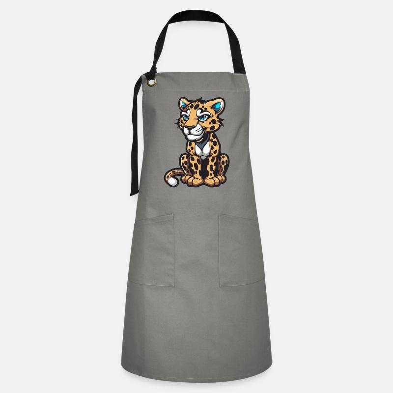 Leopard Comic - Artisan Apron - grey/black