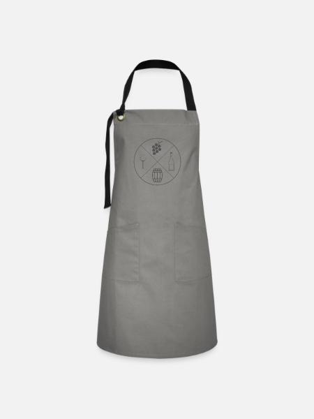 Schlichtes Wein Design - Kontrastschürze - Grau/Schwarz