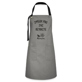 retraite / retraité / retraitée / pension - Tablier contrasté - gris/noir - Devant - Zoe (177cm)