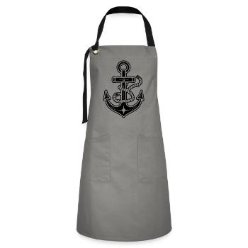 Anchor Boat Ship Nautical - Artisan Apron - grey/black - Front - Zoe (177cm)