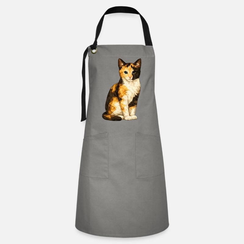 Emmi Polygon Cat Geometric Cuteness - Artisan Apron - grey/black