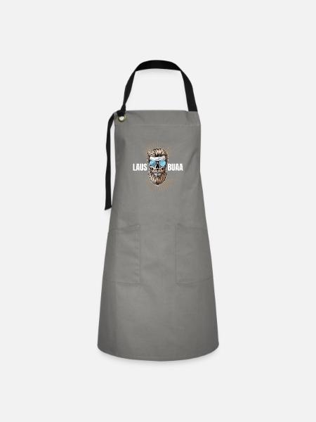 Lausbua Lederhosen - Kontrastschürze - Grau/Schwarz