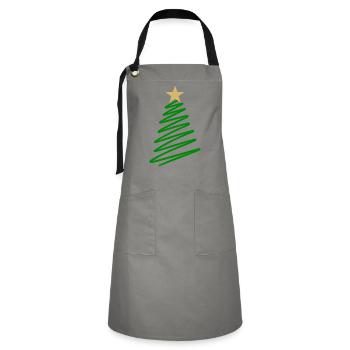 Christbaum Weihnachten Tanne - Kontrastschürze - Grau/Schwarz - Vorne - Zoe (177cm)